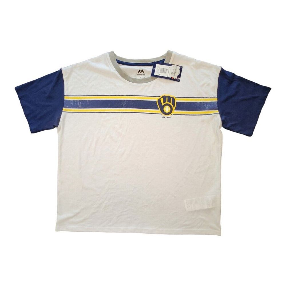 NWT Milwaukee Brewers MLB Boy's Ringer Logo T-Shirt Size Large Baseball Tee